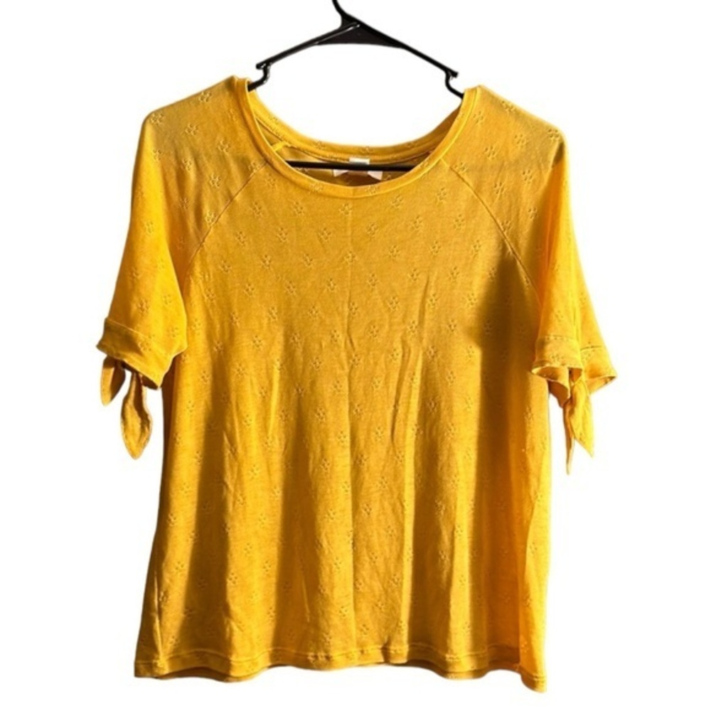 INTROPIA Orange Blouse Tie Sleeves Size Small EUC #1032-OAK